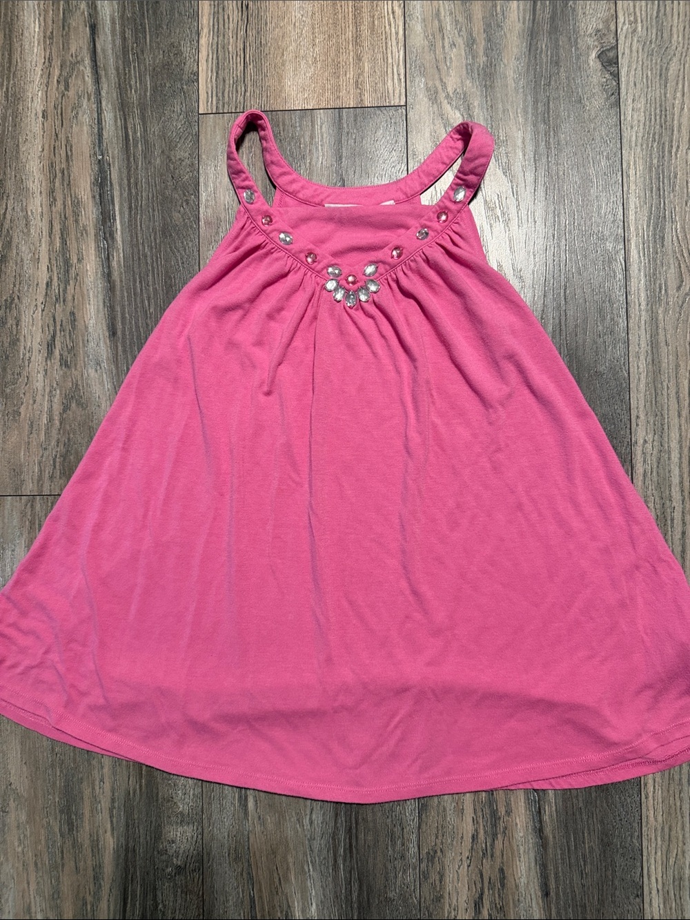 Girls Pink Tank Top with Gem Accent